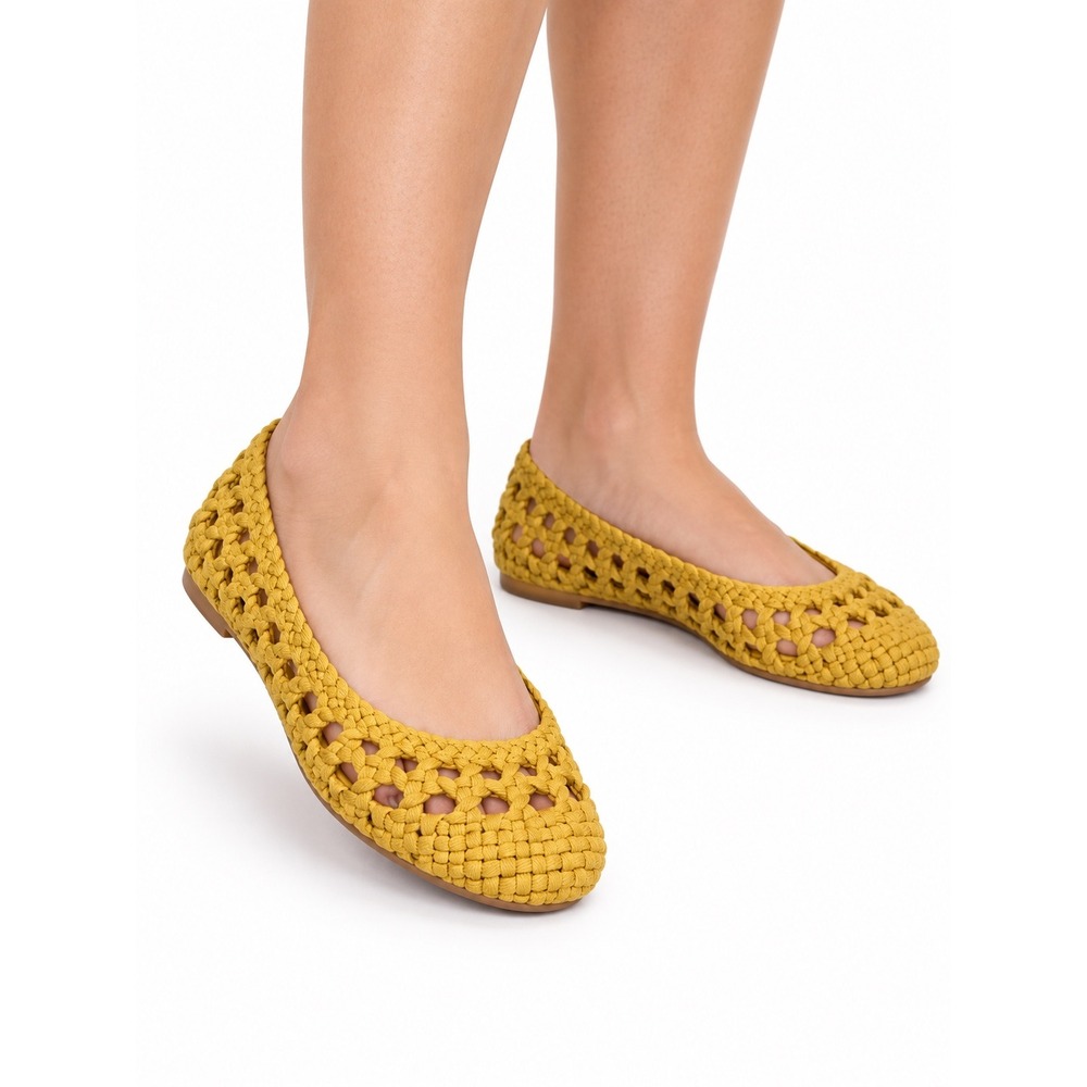 Steve Madden Vintage Y2K Yellow Woven Slip On Ballet Flats Women's Size 6-6.5